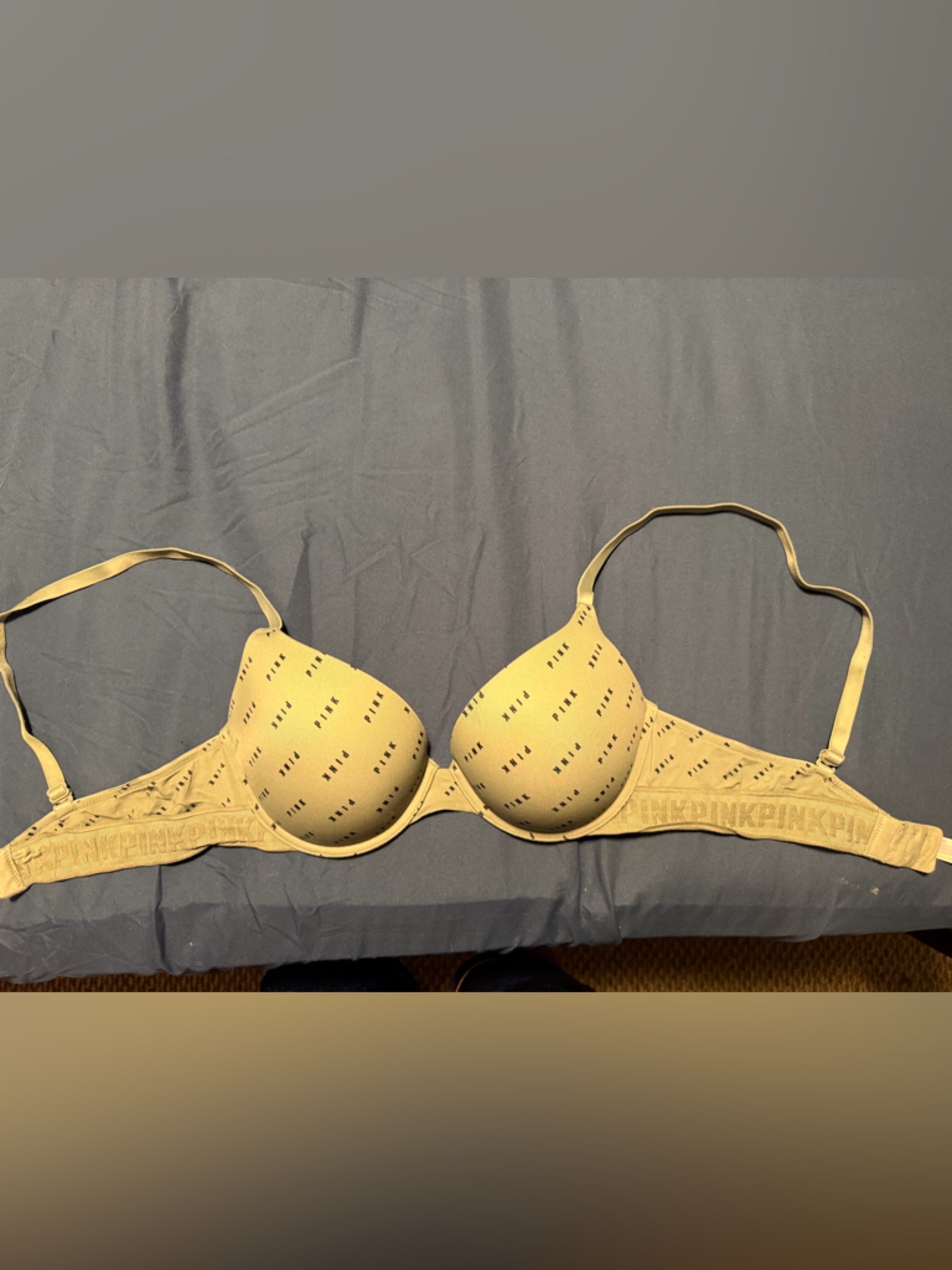 Pink Victoria's Secret Army Green Wear Everywhere Push Up Bra